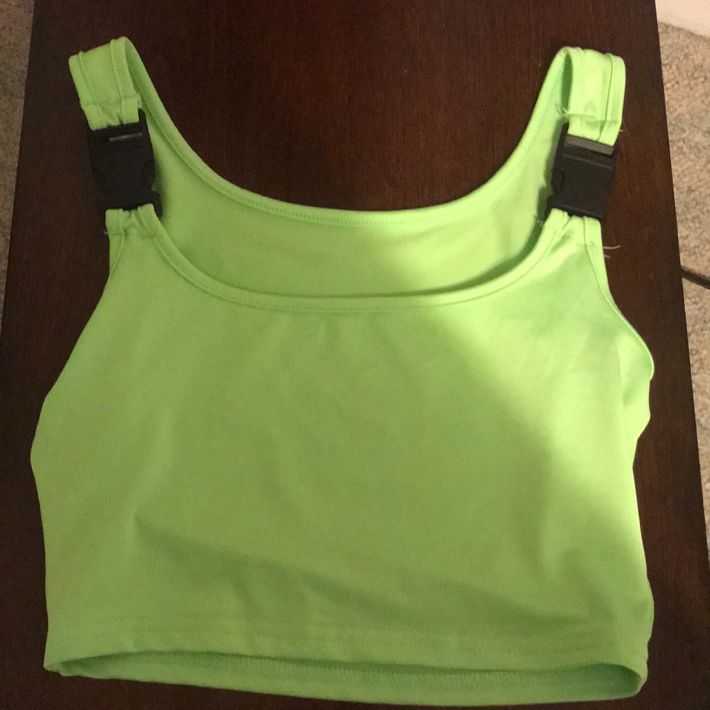 Neon Green Buckle Crop Top